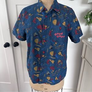 Chucky mens’s size XL button up shirt. Blue short sleeve. Good Guy.